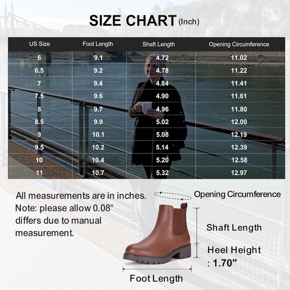 Vepose Women Mocha Brown Leather Chunky Block Heel Chelsea Ankle Pull-On Booties - Picture 3 of 9